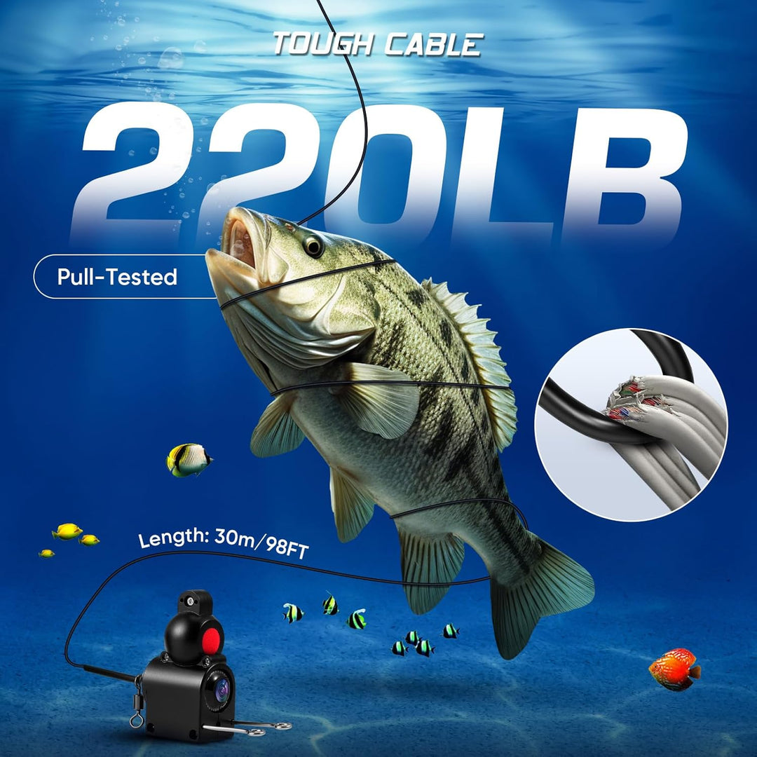 Fischfinder, Unterwasserkamera Angeln, 1080PHD, 4.3Zoll IPS Display, 2000 Helligkeit, IP68 Wasserdic