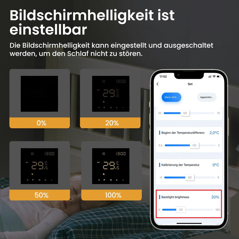 Smart WiFi Thermostat Für Wasser Fussbodenheizung und Gasboiler, Programmierbar Raumthermostat Unter