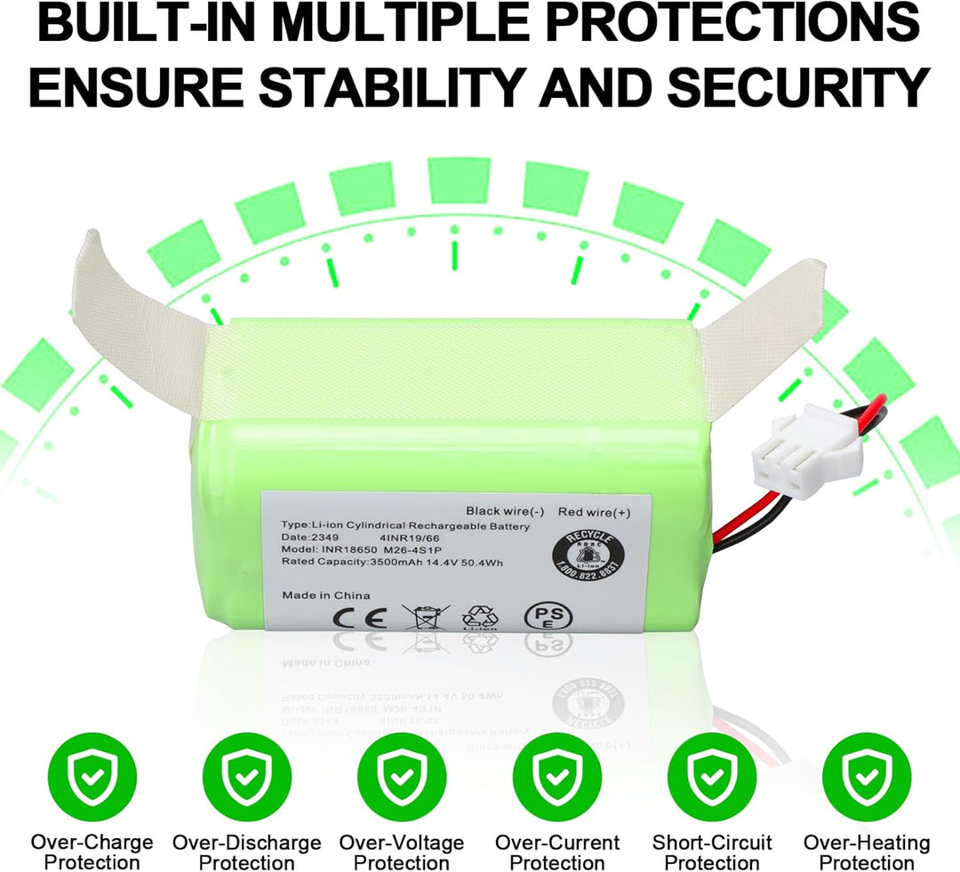 14,4 V 3500 mAh Ersatzakku für Ecovacs Deebot N79 N79S DN622, Li-Ionen-Akku kompatibel mit Tesvor 50
