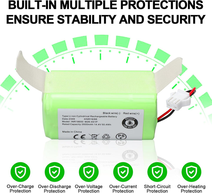 14,4 V 3500 mAh Ersatzakku für Ecovacs Deebot N79 N79S DN622, Li-Ionen-Akku kompatibel mit Tesvor 50