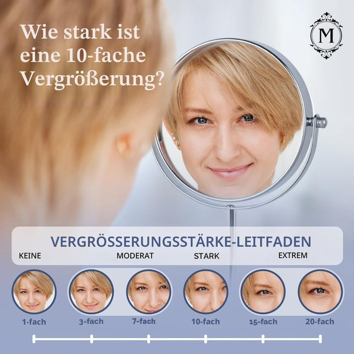 Mirrorvana Spiegel mit 10-facher Vergrösserung, runder Spiegel für Badezimmer, Tischspiegel für Make