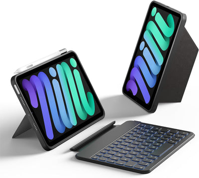 HOU Tastatur Hülle für iPad Mini 7/6, 8,3 Zoll, Ultradünne Klapptastatur, Magnetische Befestigung, M