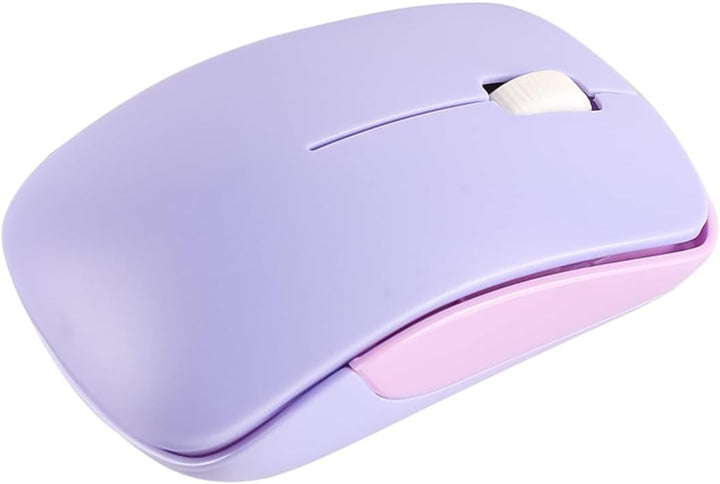 Sarini Kabellose kompakte Tastatur-Maus-Kombination, 2,4 GHz, Retro, rund, 68 Tasten, Pastellviolett