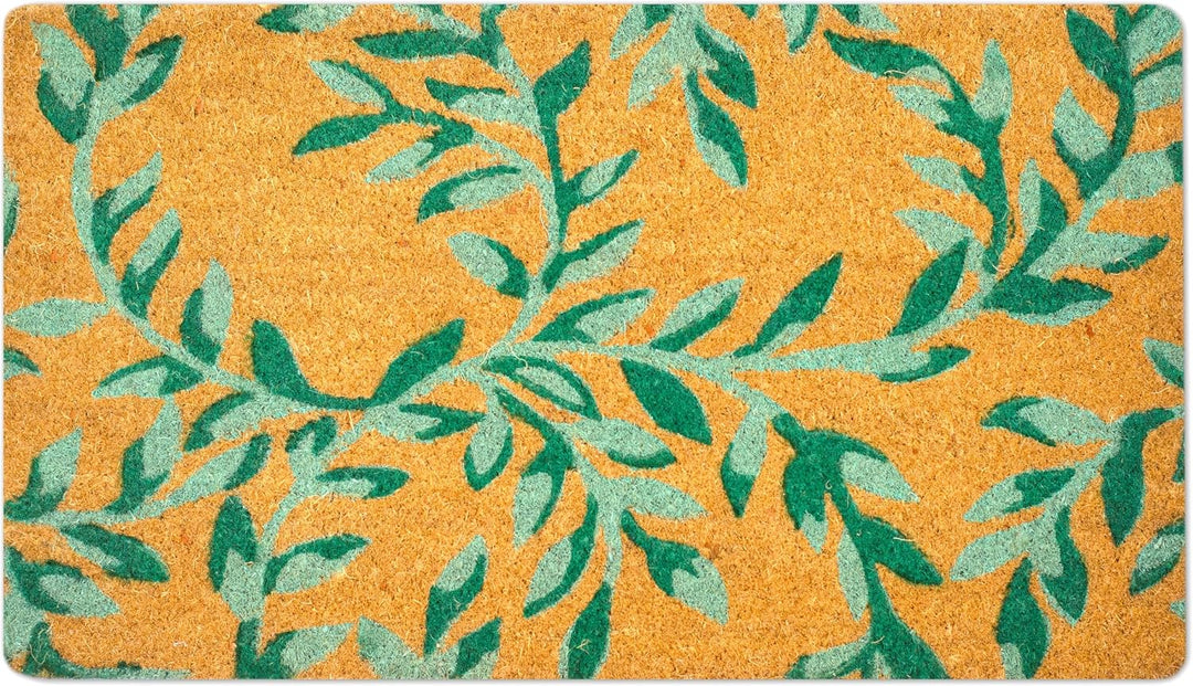 Fussmatte Kokos - Grüne Blätter - 40x70 cm - Fussmatte Aussen und Innen - Fussmatten Haustür - Türma