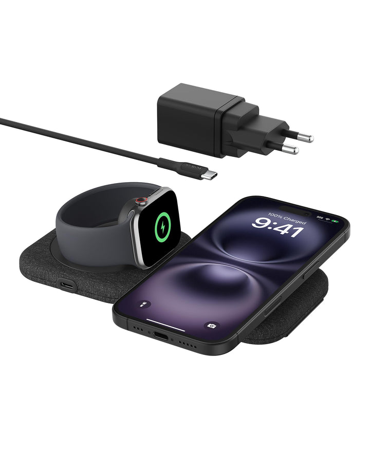Belkin BoostCharge Pro Magnetische 2-in-1 Qi2 Reiseladestation 15W, MagSafe-Kompatibles Ladegerät, Q