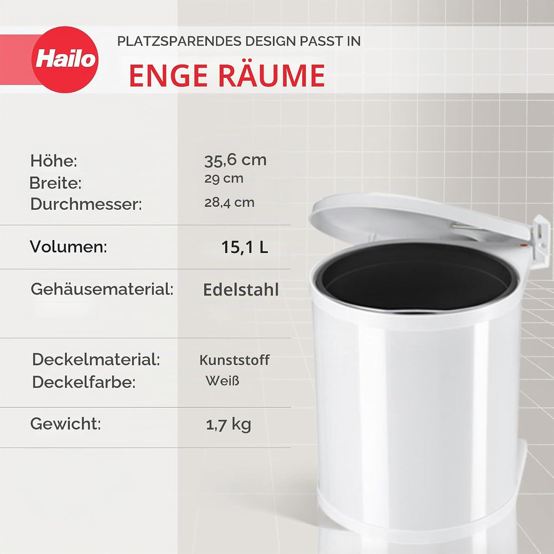 Hailo CompactBox M Abfallsammler - Einbau Swing Mülleimer aus Stahlblech, Farbe weiss für Küche und