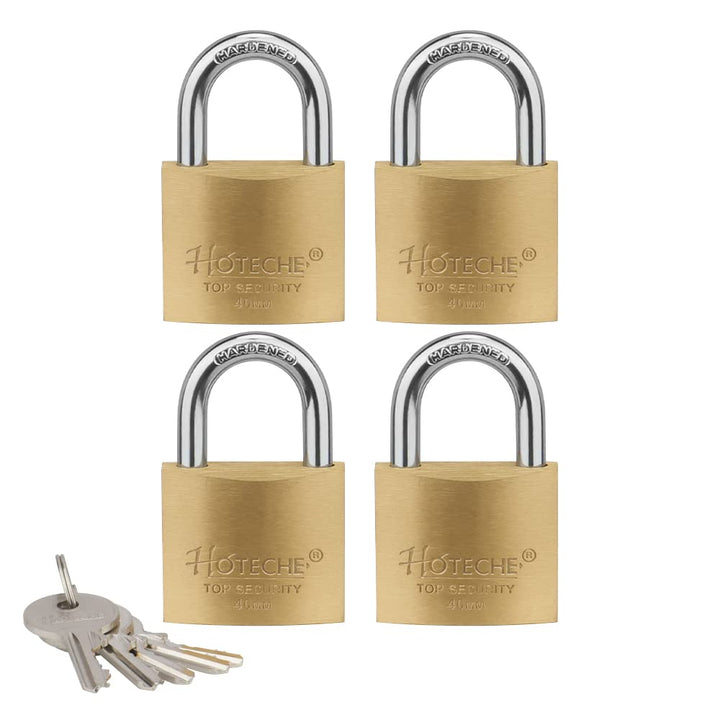 Hotehce 4Pcs Messing Vorhängeschloss Set 40MM Feste Messing Vorhängeschlösser Keyed Ähnlich Heavy-Du