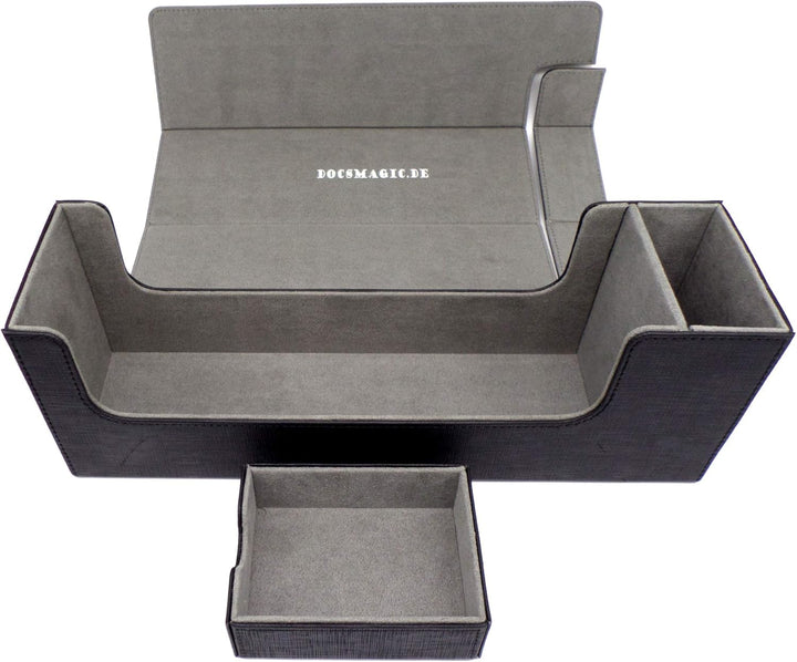 docsmagic.de Premium Magnetic Tray Long Box Black Medium - Card Deck Storage - Kartenbox Aufbewahrun