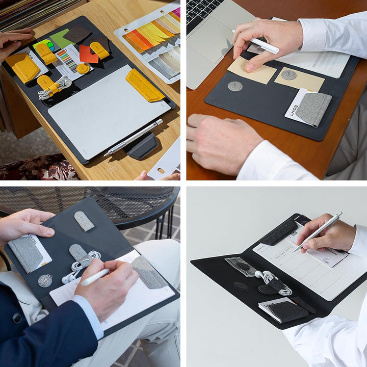 LHiDS Schreibmappe DIN A5 Klemmbrett Mappe, Multifunktionale Magnettafel mit Visitenkarte Halter, St