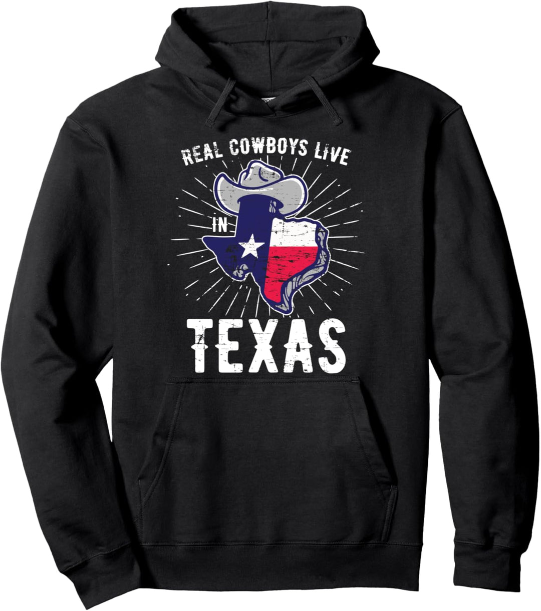 Echte Cowboys leben in Texas Texaner Lustiges Texas Pullover Hoodie