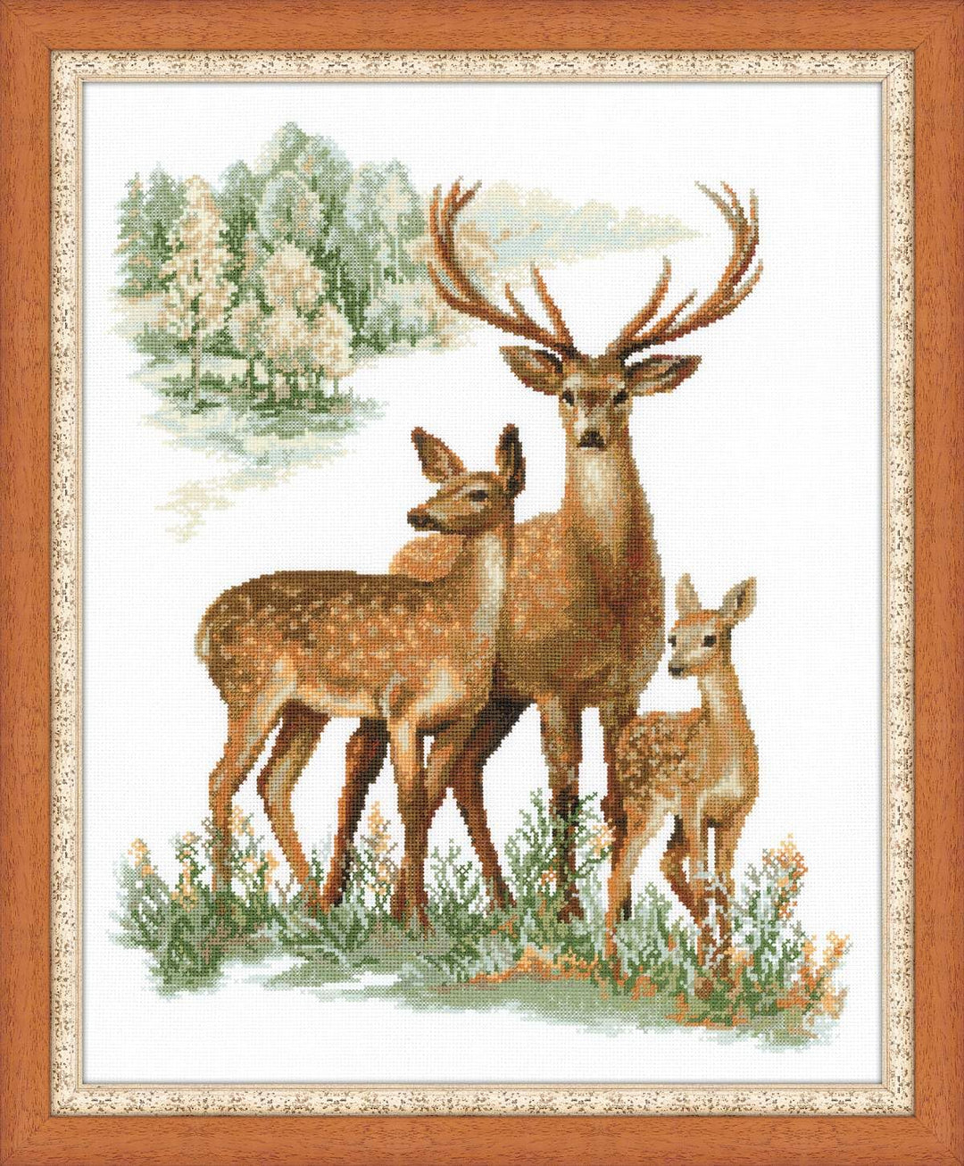 Riolis Kreuzstich-Set Hirsche, Baumwolle, Mehrfarbig, 40 x 50 x 0.1 cm