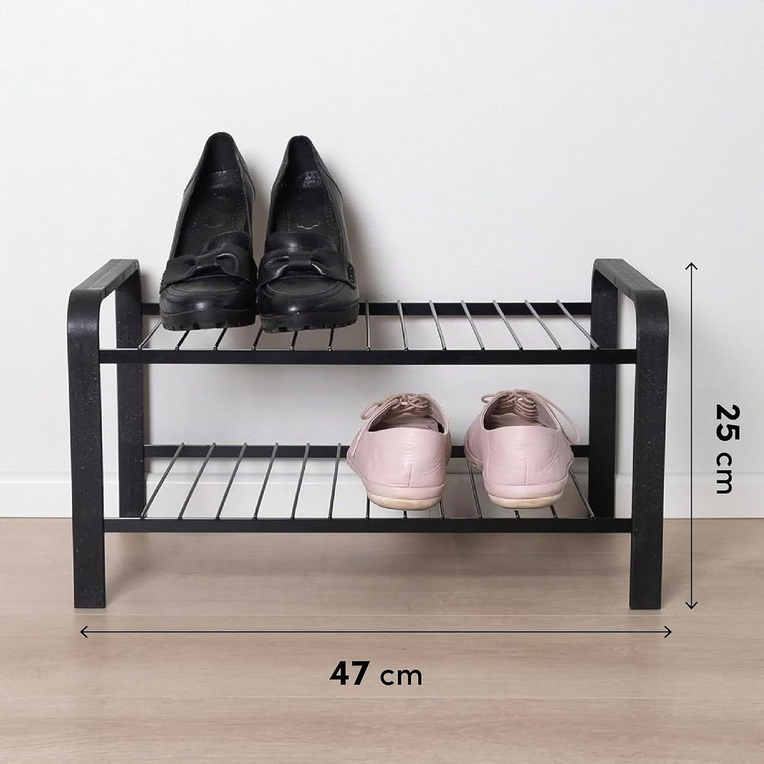 LM 390 Schuhregal aus Öko-Holz - pulverbeschichtetes Schuhregal platzsparend, 470 mm breite, ideal f
