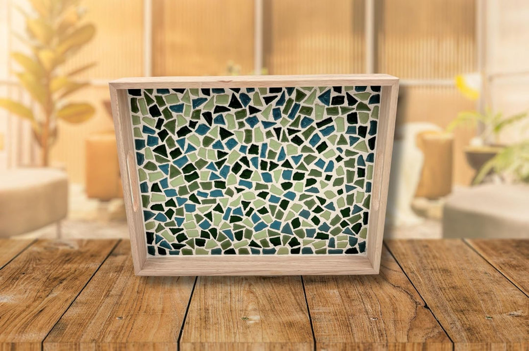 Little Creations Mosaik-Tablett Grün | DIY Bastelset für Erwachsene | Gestalte Dein eigenes Tablett