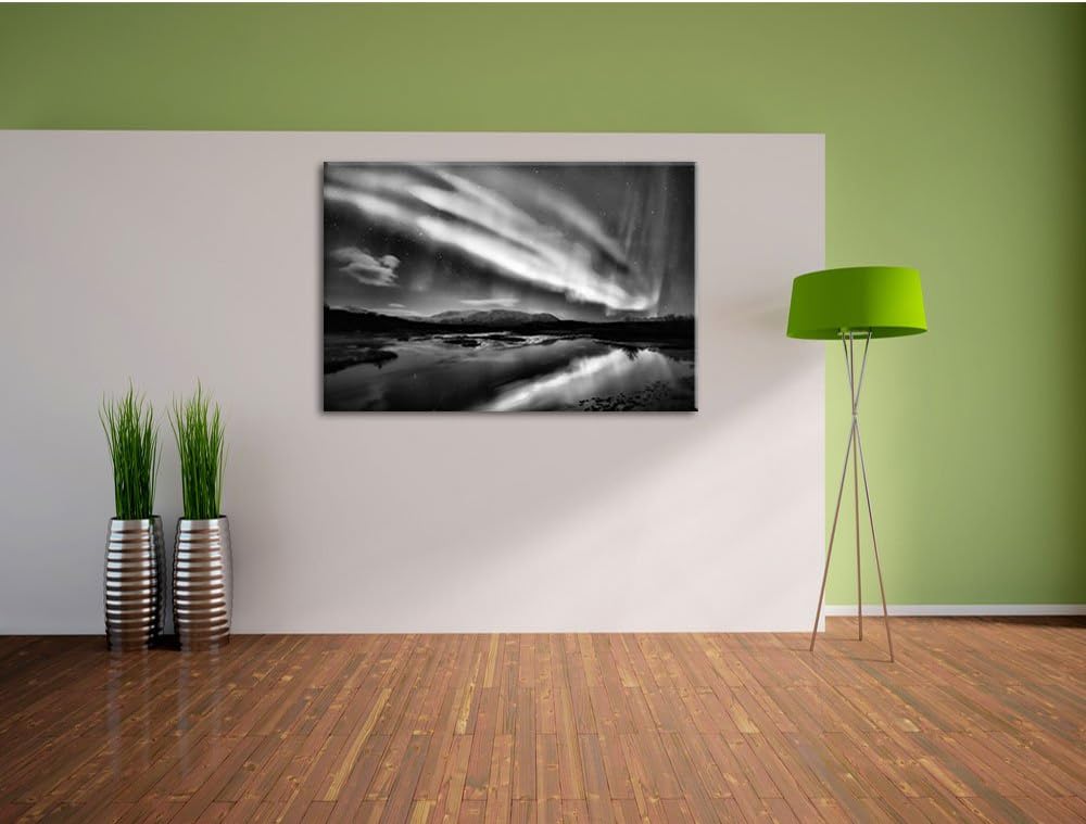 Pixxprint Polarlichter in Skandinavien als Leinwandbild/Grösse: 100x70 / Wandbild/Kunstdruck/fertig