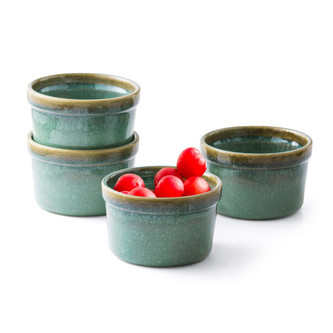 4er Set Soufflé Förmchen, Creme Brulee Schälchen, Pastetenform, Kleine Auflaufformen, Mini Auflauffo