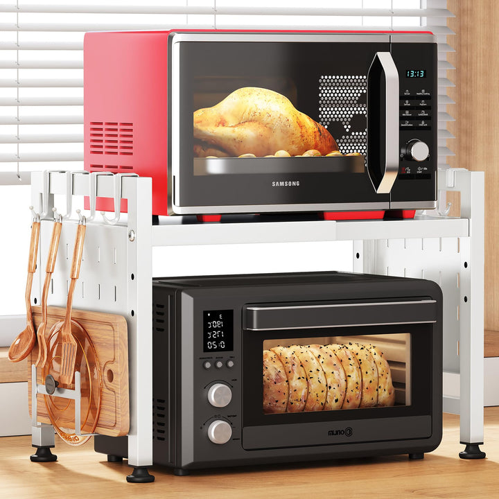 SAYZH Mikrowellen Regal, 2-stufiges Erweiterbares mikrowelle Regal Mikrowellenregal Organizer Küche