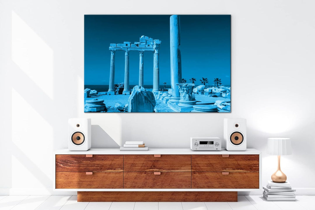 deyoli antikes Tempel Bauwerk in Türkei Format 80x60 Effekt: Monocrome Blau als Leinwandbild, Motiv