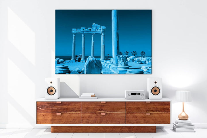 deyoli antikes Tempel Bauwerk in Türkei Format 80x60 Effekt: Monocrome Blau als Leinwandbild, Motiv