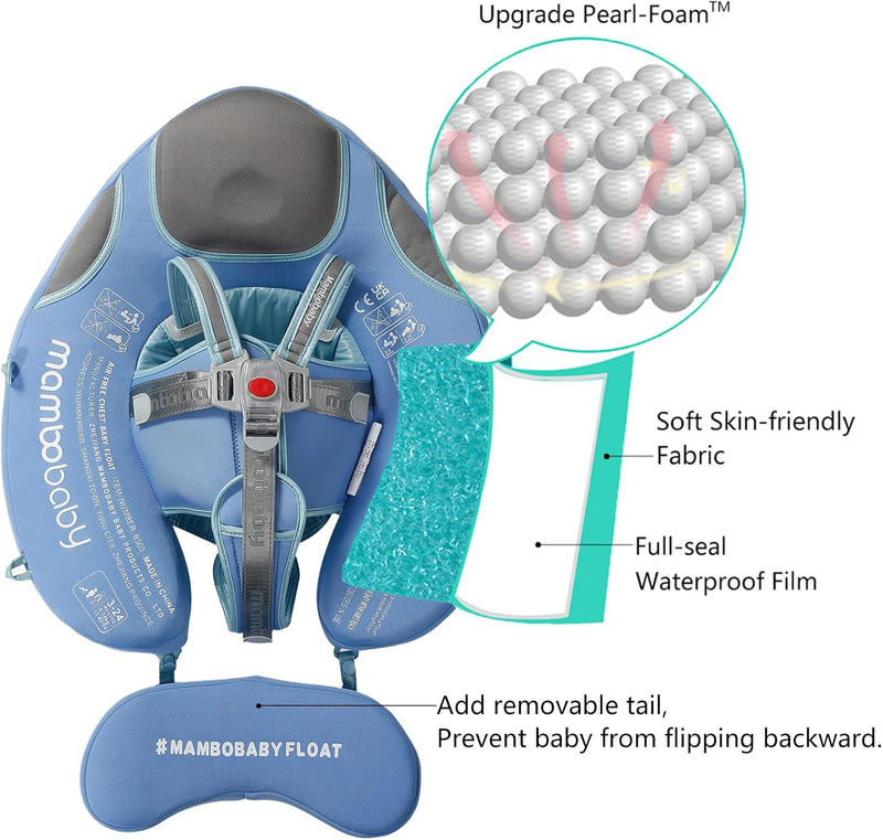 HECCEI Schwimmring Baby Schwimmhilfe Hinzufügen Schwanz Niemals Kippen, Mambobaby Schwimmreifen mit
