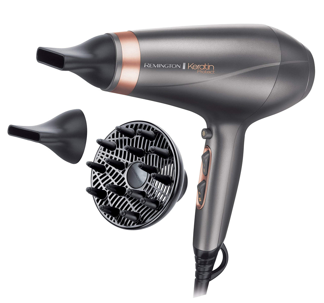 Remington Haartrockner Profi Ionen Keratin Protect (2200W, 150km/h, 3 Stylingaufsätze, angereichert