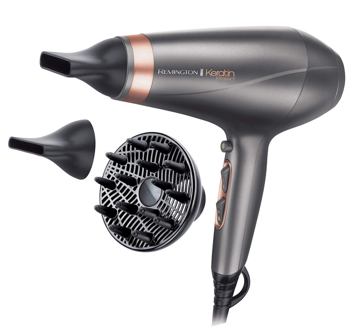 Remington Haartrockner Profi Ionen Keratin Protect (2200W, 150km/h, 3 Stylingaufsätze, angereichert