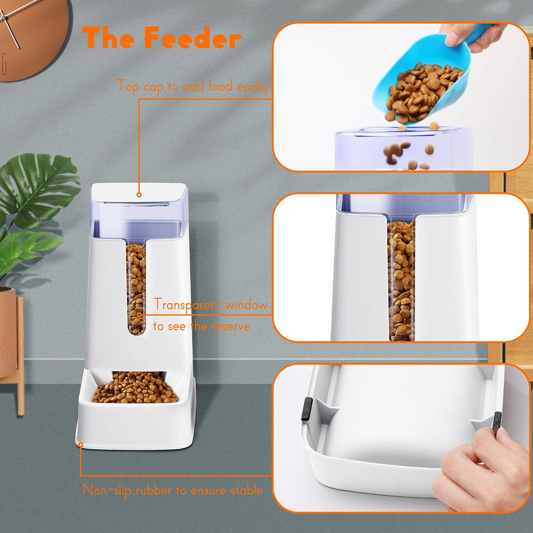 Automatischer Futterspender für Hunde und Wasserspender, Weiss