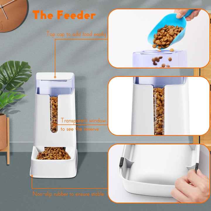 Automatischer Futterspender für Hunde und Wasserspender, Weiss