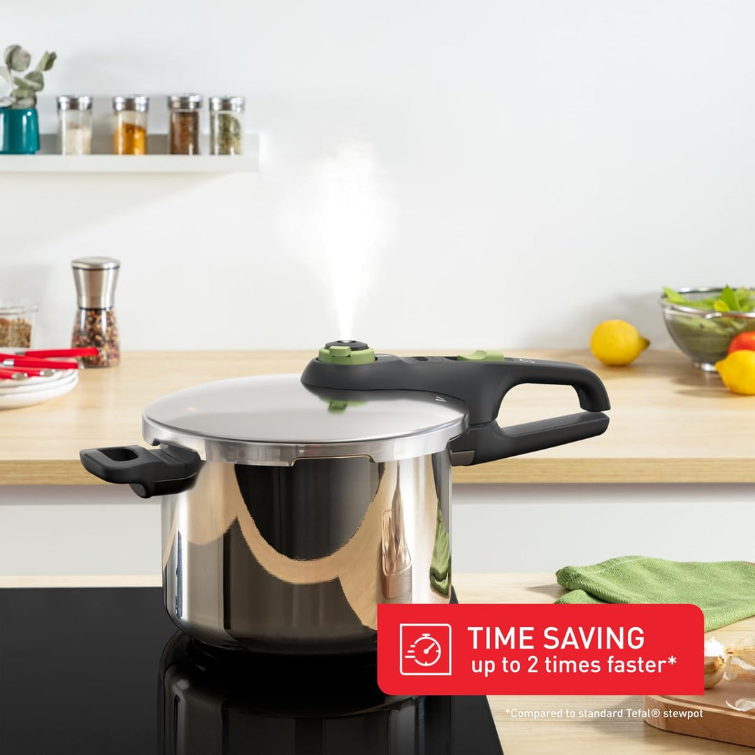 Tefal P2580702 Secure Trendy Schnellkochtopf 6 L mit Korb | 2-Stufen-Garregler: Intensivstufe 117°C,