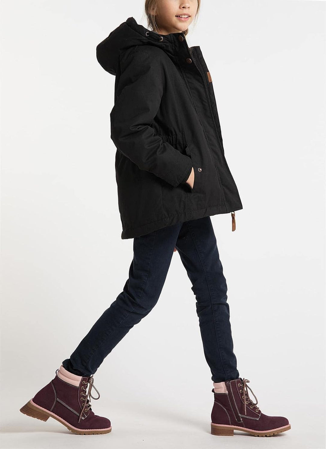 Ragwear Kinder Mädchen Winterjacke Wintermantel Outdoorjacke mit Kapuze Elvina 128-152 128 Schwarz,