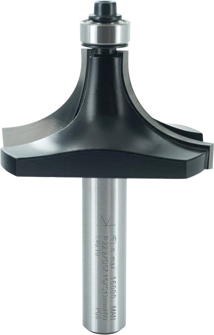 ENT 14386 Abrundfräser HW, Schaft (S) 12 mm, Durchmesser (D) 57,1 mm, NL 28,6 mm, R 22,2 mm, SL 45 m