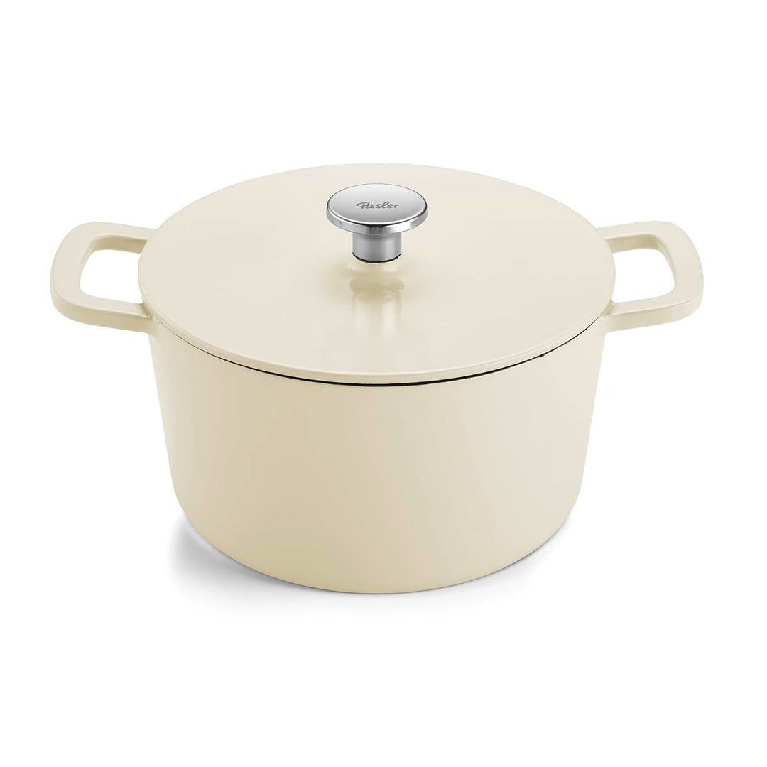 Fissler Moments Collection/Emaillierter Gusseisen-Bräter, rund (Ø 24 cm) Cast-Iron Topf, Cocotte Aro