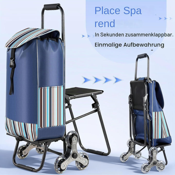 Teodute Shopping Trolley Stair Climber mit Klappsitz, 35L Capacity
