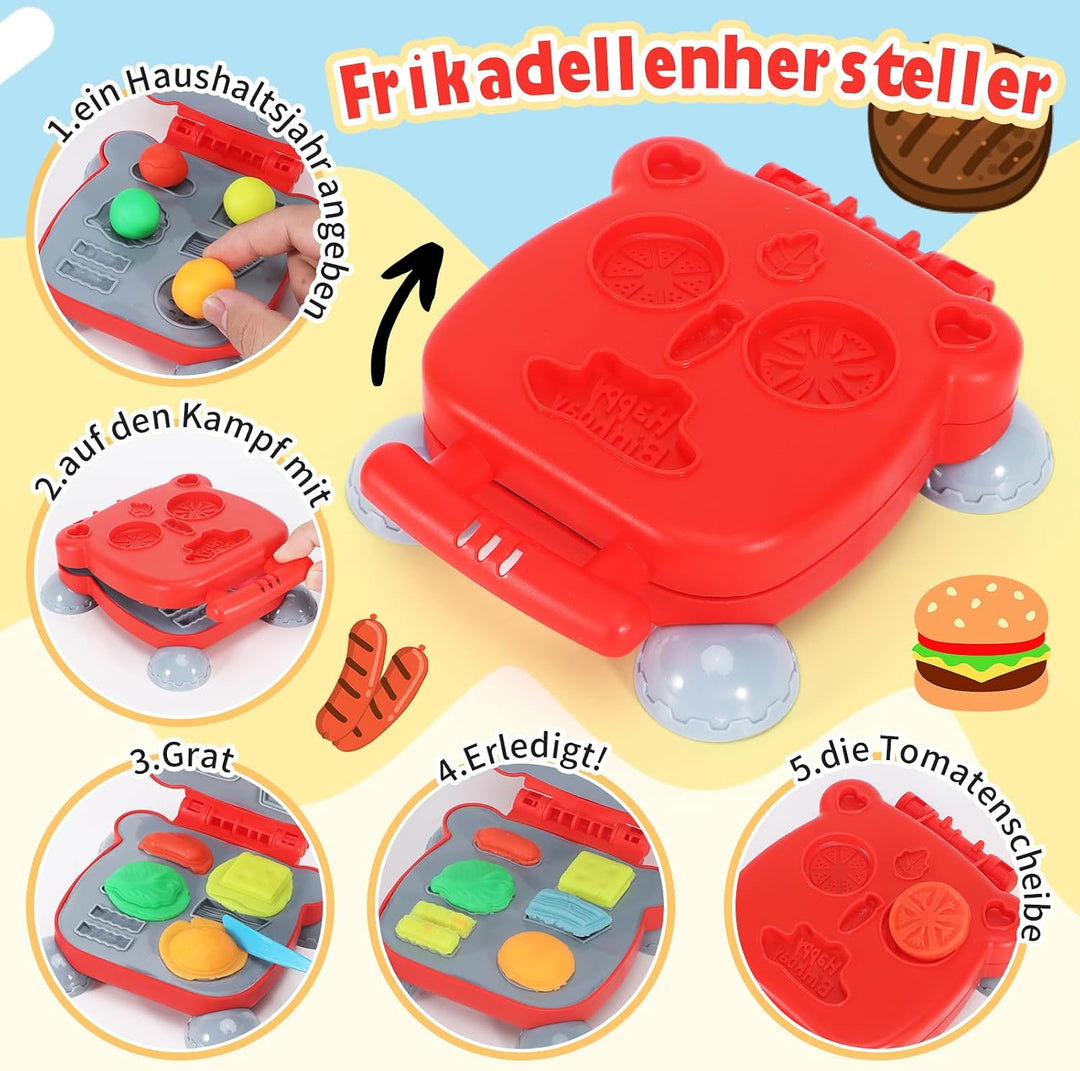 BananMelonBM Kid Toys 3-in-1 Knete-Set mit EIS-, Nudel- und Burger-Maker, ab 3 Jahre