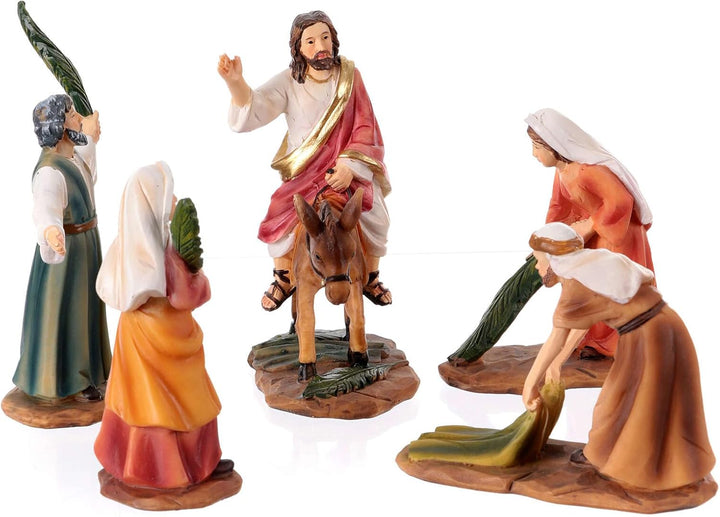 Einzug nach Jerusalem, Set 5-teilig, für Osterkrippe, 10 cm