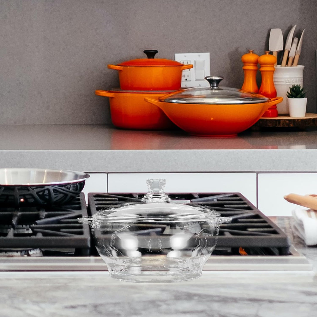 ARTIBETTER Suppenterrine aus Borosilikatglas 25 L mit Deckel Antihaftbeschichteter Glastopf mit Grif