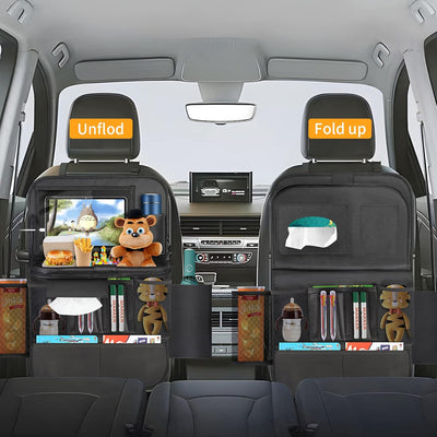 ERWEY Auto Organizer Kinder Rückenlehnenschutz mit Faltbar Tisch, Rücksitz Organizer mit 12 Zoll Pad