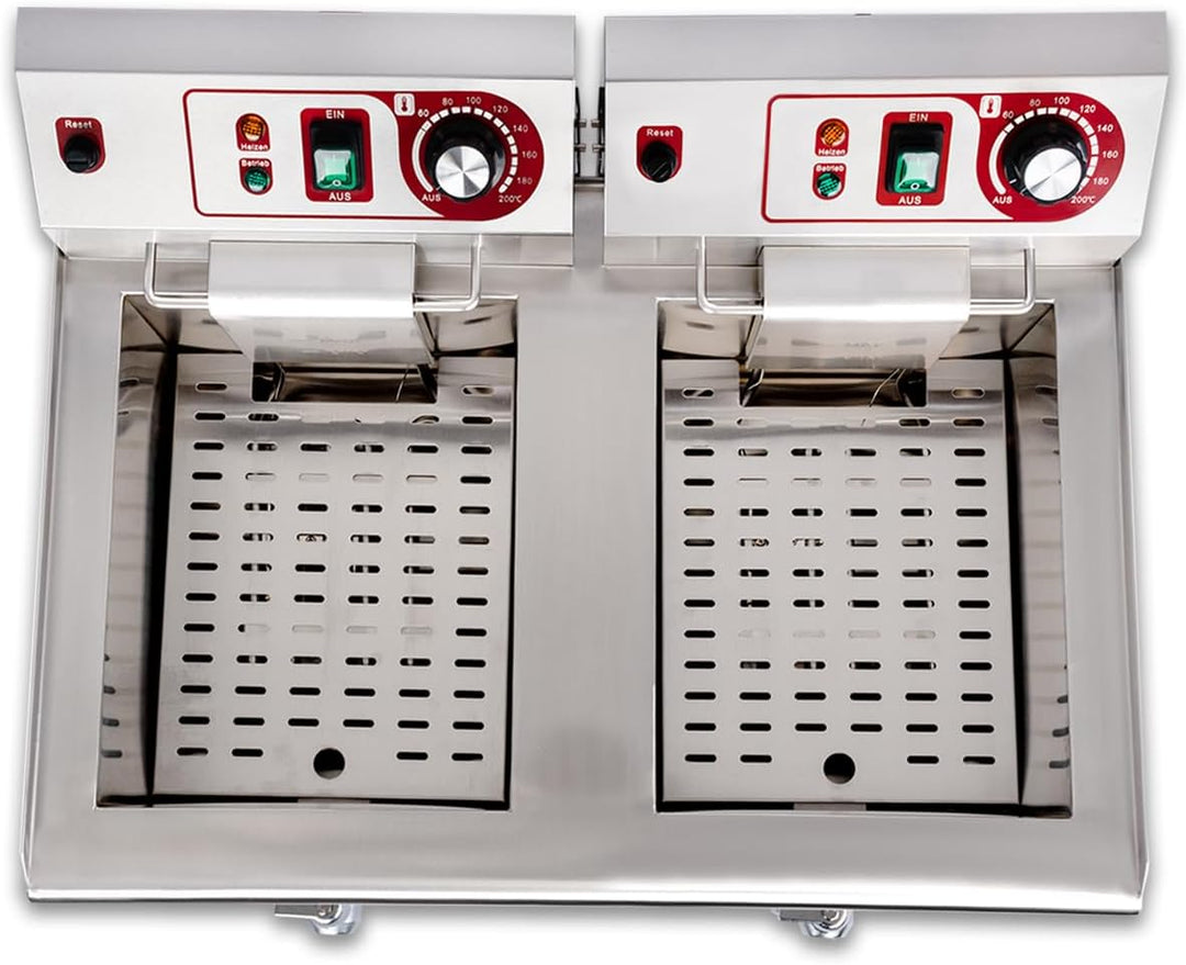 Beeketal 'BWF-132P' Profi Gastronomie Doppel Kaltzonen Fritteuse (2 x 13 Liter Volumen für max. 2 x