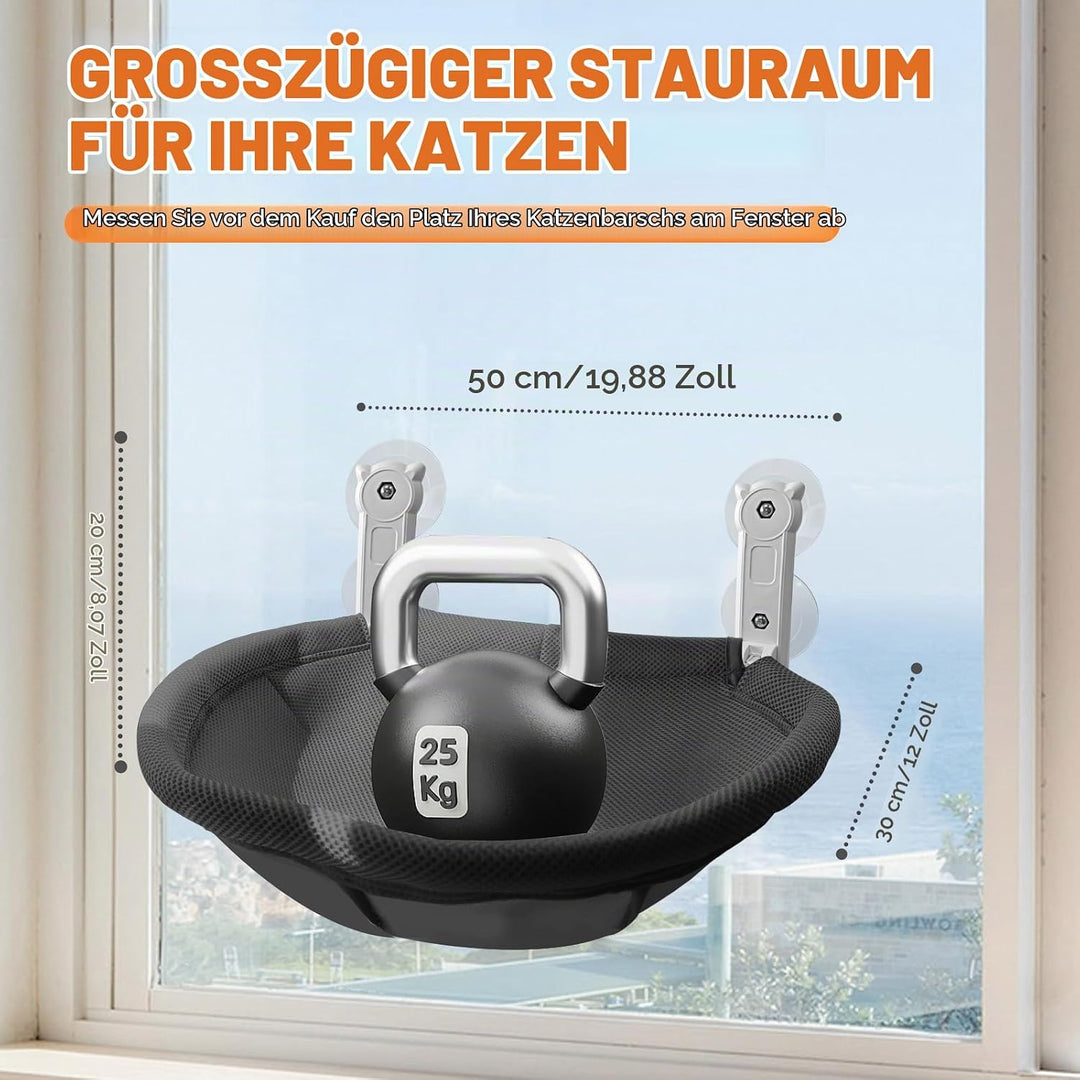 Homegroove Katzenfenster-Sitzplatz, 45 x 30 Zentimeter Faltbare Katzenhängematte für Fenster mit sta