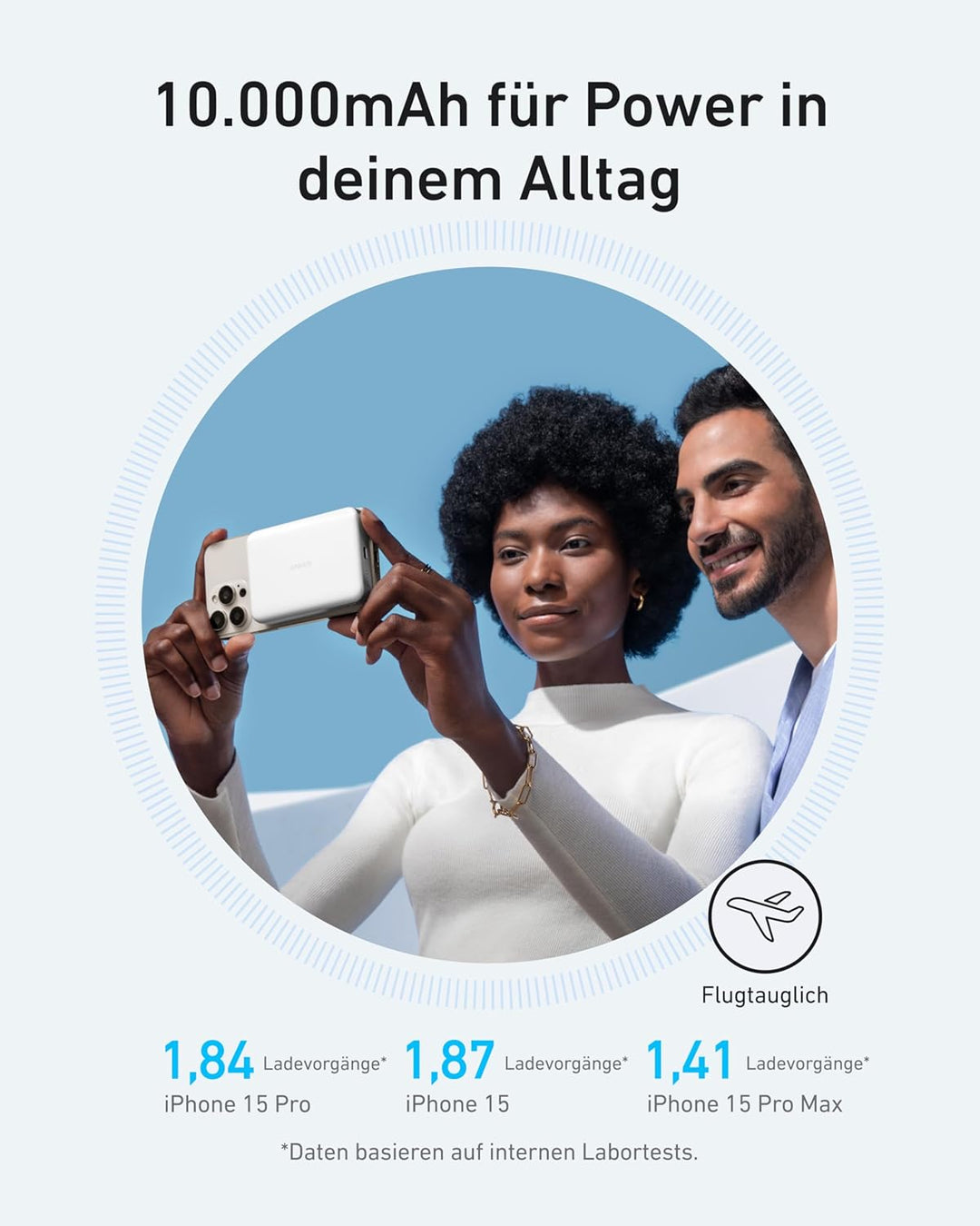 Anker MagGo Powerbank, Ultra-schlankes 10.000mAh magnetisches Akkupack, Qi2-zertifiziert, portabel,