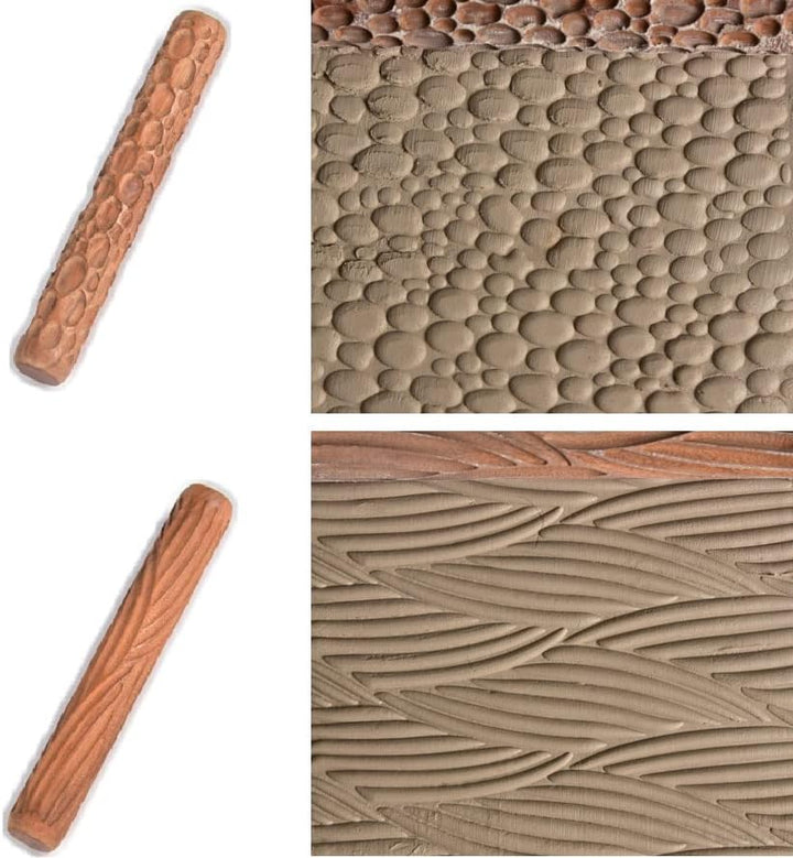 Kafei 5 Stücke Töpfer Werkzeuge Hand Rollen für Ton Ton Stempel Ton Muster Roller