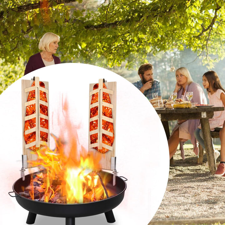 Yakimz 2er Set Flammlachsbrett mit Edelstahl Halterung, Räucherbrett,5 Stufen Einstellbar Flammlachs