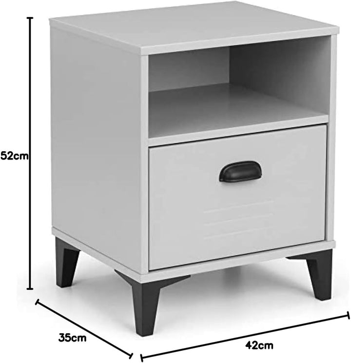 Julian Bowen Lakers Locker Nachttisch mit 1 Schublade, grau