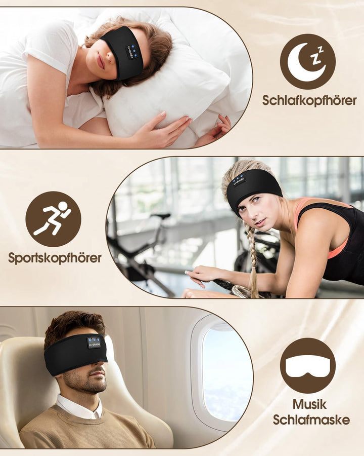 LC-dolida Schlafkopfhörer Bluetooth 5.4, Schlaf Kopfhörer Seitenschläfer Stirnband Kopfhörer Headban