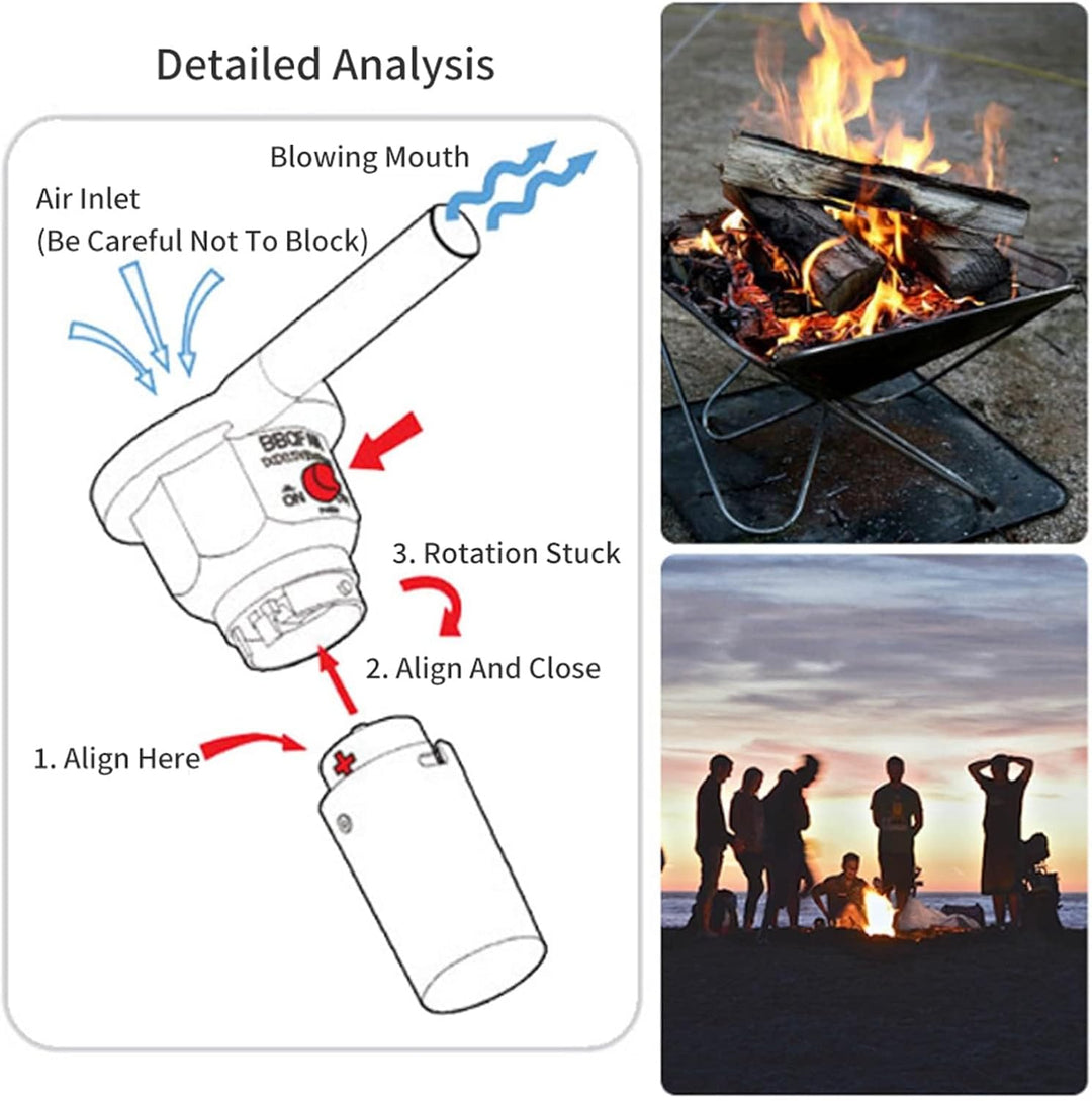 Grillgebläse Batteriebetrieben für Outdoor Camping Picknick Holzkohlegrill - Blasebalg mit Leichtem