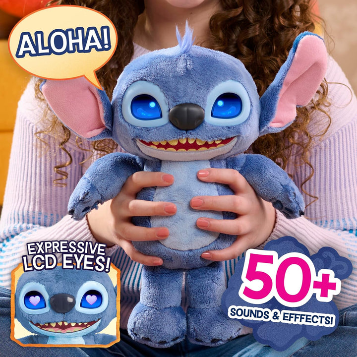 Just Play Disney Stitch Many Moods 34,3 cm grosses interaktives Plüschtier, 50+ Soundeffekte und Spr
