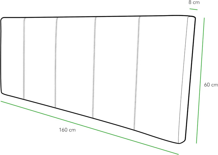 P17 | Kopfteil aus Kunstleder | gestreift | 160 x 60 | (Weiss) 60 x 160 cm Eco Leather - Linien Weis