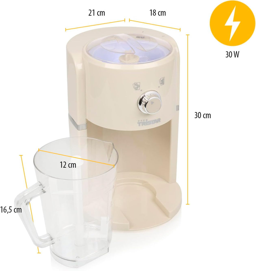Tristar Slush-Maschine - 2 Grössen Crushed Ice - 250 g pro Minute - 1,1 L Kanne - 600 ml Eisfach - K