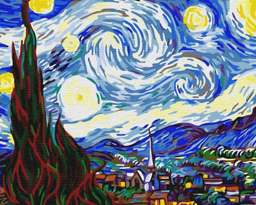 Artnapi Malen nach Zahlen Erwachsene mit Rahmen | DIY Handgemalt | Vincent van Gogh The Starry Night