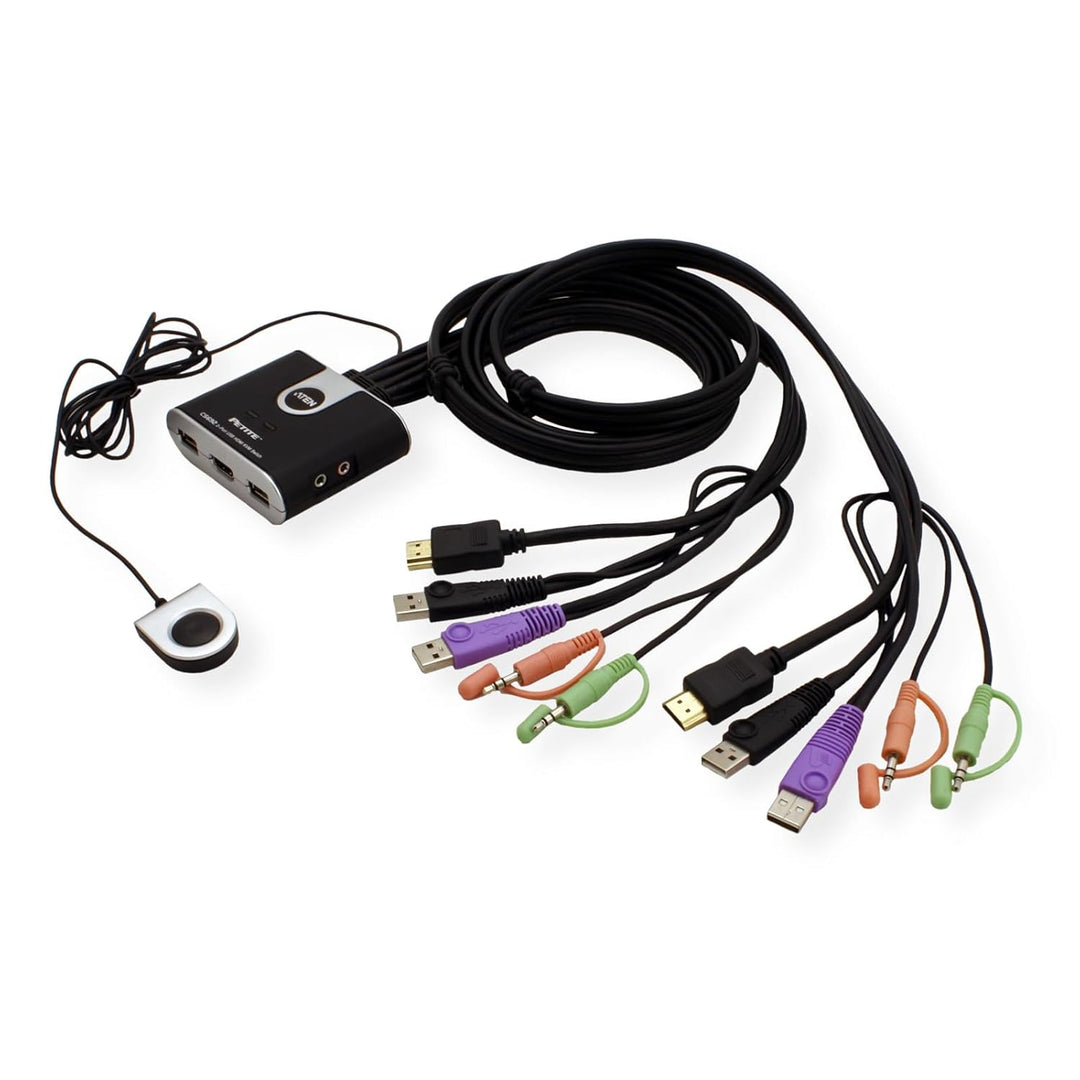 Best Price Square KVM Switch, 2 Port USB HDMI A/V, ATEN CS692 by ATEN Technology