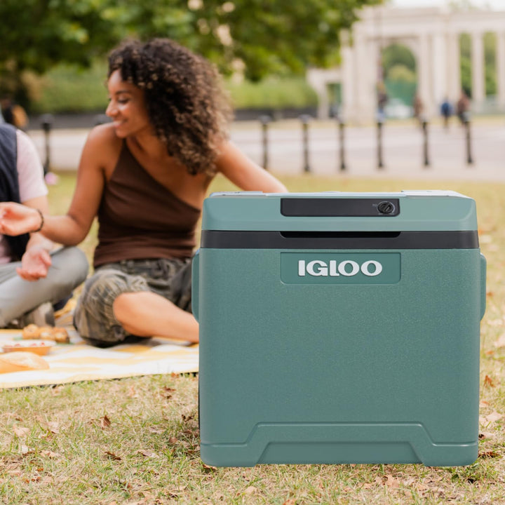 IGLOO elektrische Kühlbox IE42 mit Telekop-Griff und Rollen für Auto und Steckdose, 42 L, 12V und 23